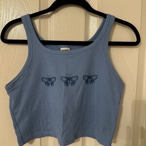 PINK Victoria's Secret Blue Tank Top with Butterfly Design
